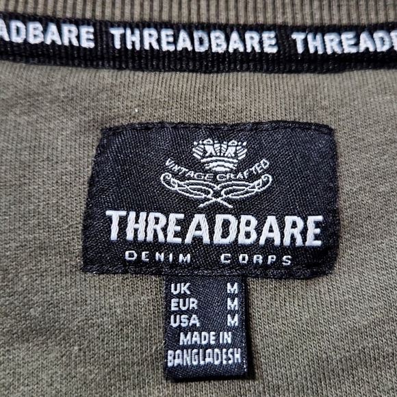 Threadbare Denim Corps Men's Forest Green Pull Over 1/4 Zip Sweatshirt M EUC - Picture 7 of 10